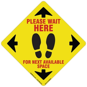 SignMission 16 in. Yellow Non-Slip Floor Graphic Vinyl Decal - Please Wait Here