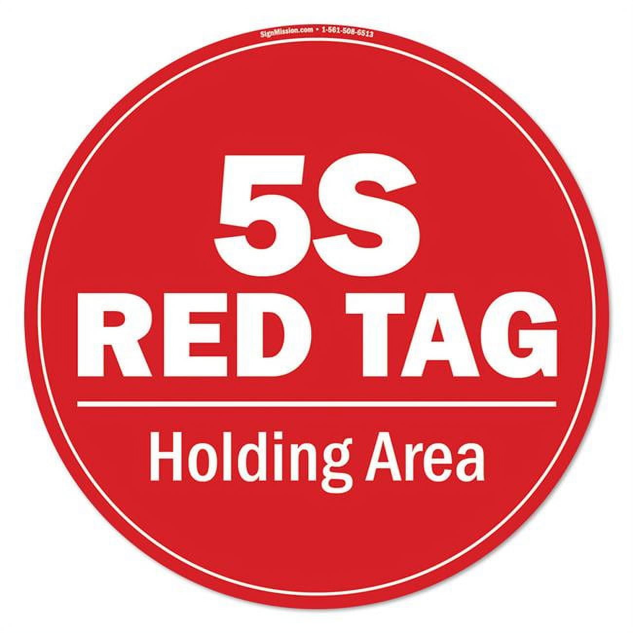 SignMission 16 X 16 In Non Slip Circle Vinyl Floor Decal 5S Red Tag signmission-16-x-16-in-non-slip-circle-vinyl-floor-decal-5s-red-tag
