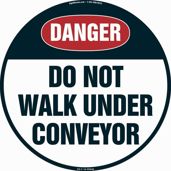 Do Not Walk Under Conveyor Non-Slip Floor Marker | 12 Pack of 16" Circle Vinyl Decal | Protect Your Business, Work Place & Customers | Made in The USA