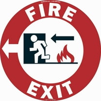 Fire Exit Left Non-Slip Floor Marker | 3 Pack of 16" Circle Vinyl Decal | Protect Your Business, Work Place & Customers |  Made in The USA