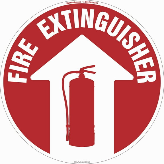 SignMission 16 x 16 in. Non-Slip Circle Vinyl Floor Decal - Fire Extinguisher