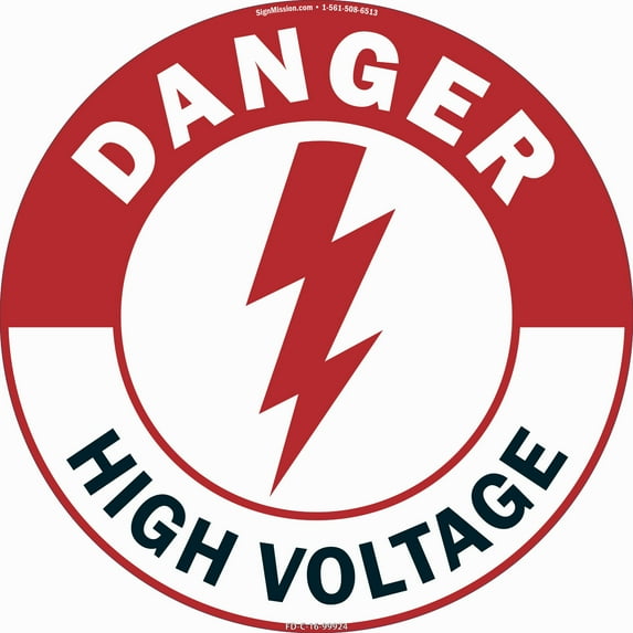 High Voltage Non-Slip Floor Marker | 6 Pack of 16" Circle Vinyl Decal | Protect Your Business, Work Place & Customers | Made in The USA