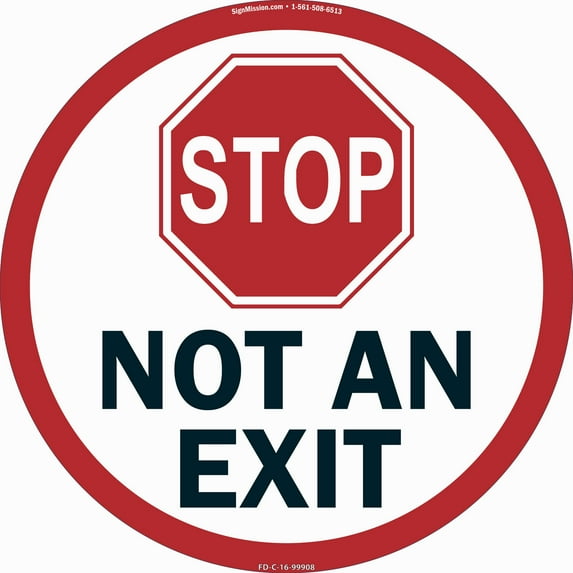 Not An Exit Non-Slip Floor Marker | 6 Pack of 16" Circle Vinyl Decal | Protect Your Business, Work Place & Customers | Made in The USA
