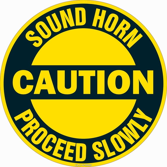 SignMission 16 x 16 in. Non-Slip Circle Vinyl Floor Decal - Sound Horn Proceed Slowly - Pack of 6