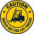 thumbnail image 1 of SignMission 16 x 16 in. Non-Slip Circle Vinyl Floor Decal - Watch Out for Lift Trucks - Pack of 6, 1 of 3
