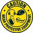 thumbnail image 1 of Wear Protective Equipment 5 Non-Slip Floor Marker | 16" Circle Vinyl Decal | Protect Your Business, Work Place & Customers |  Made in The USA, 1 of 3