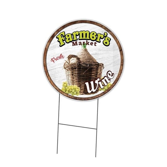 SignMission 16 x 24 in. Corrugated Plastic Sign with Stakes Circular - Farmers Market Wine