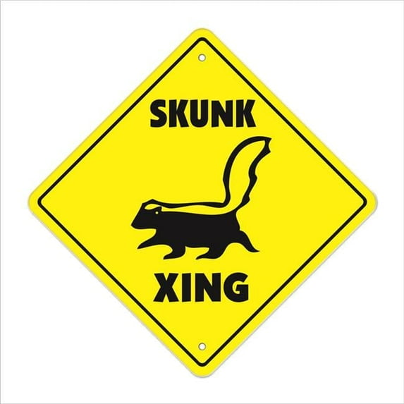 Skunk Crossing Plastic Sign Decal Zone Xing animals lover stinky joke birthday
