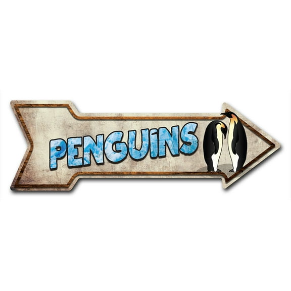 SignMission P-ARROW-999679 18 in. Penguins Arrow Sign