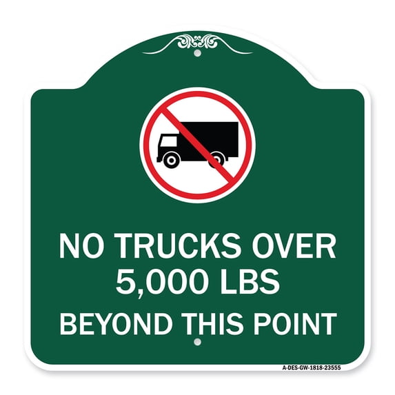 SignMission A-DES-GW-1818-23555 18 x 18 in. Designer Series Sign - No Trucks Over Editable Weight Beyond This Point with Graphic, Green & White