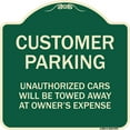 thumbnail image 1 of SignMission A-DES-G-1818-9747 18 x 18 in. Green Designer Series Sign - Unauthorized Cars Will Be Towed Away At Owners Expense, 1 of 4