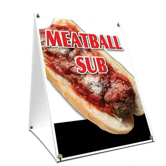 SignMission 18 x 24 in. A-Frame Sidewalk Meatball Sub Sign with Graphics On Each Side
