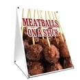 thumbnail image 1 of A-frame Sidewalk Meatballs On A Stick Sign With Graphics On Each Side | 18" X 24" Print Size, 1 of 3