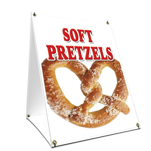 A-frame Sidewalk Soft Pretzels Sign With Graphics On Each Side | 18" X 24" Print Size