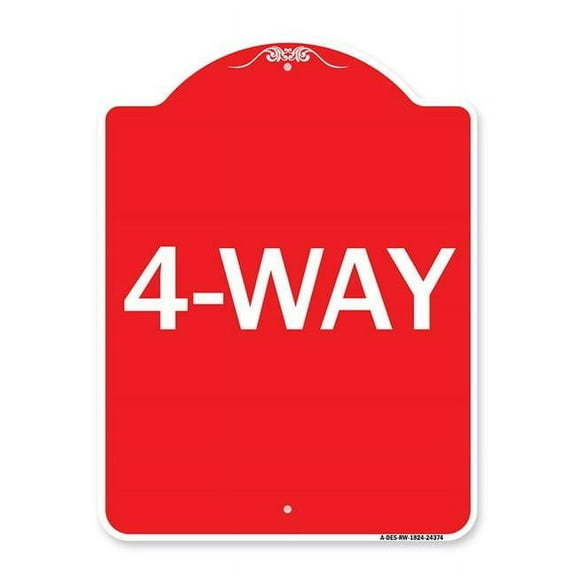 SignMission  18 x 24 in. Designer Series Sign - 4-Way, Red & White