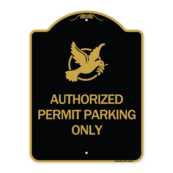 SignMission Designer Series Sign - Authorized Church Parking Only (With Graphic) | Black & Gold 18" X 24" Heavy-Gauge Aluminum Architectural Sign | Protect Your Business | Made in the