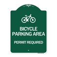 thumbnail image 1 of SignMission A-DES-GW-1824-24324 18 x 24 in. Designer Series Sign - Bicycle Parking Area - Permit Required with Graphic, Green & White, 1 of 4
