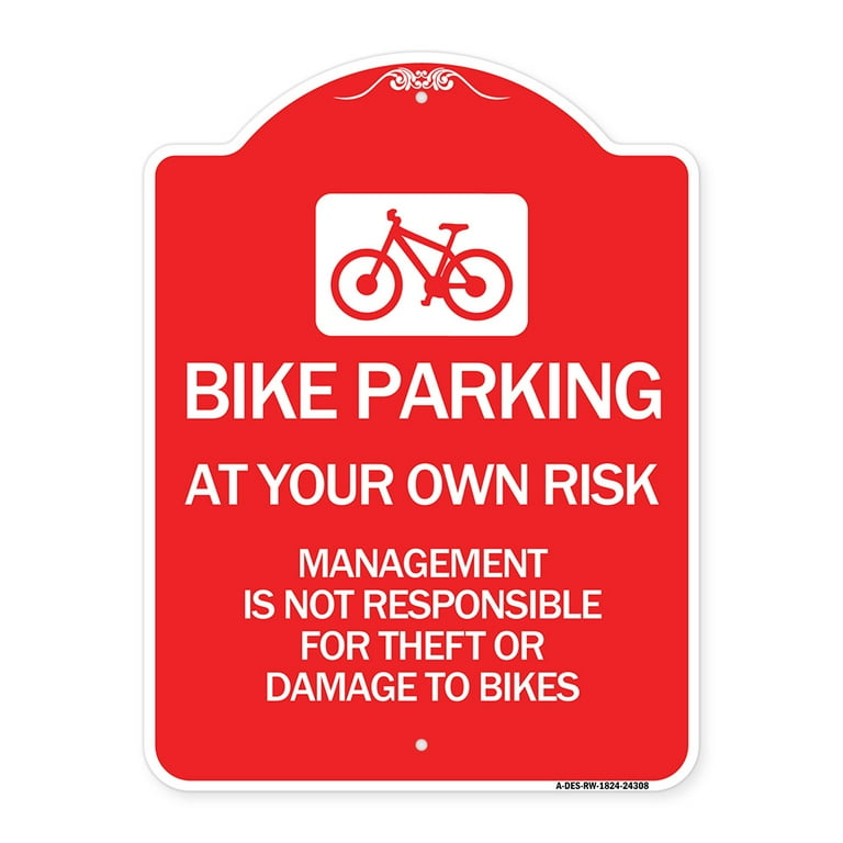 bicycle parking アメリカサイン　18‘x12’ Bicycle Parking Only Please Secure Your Bike Properly Sign