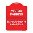 thumbnail image 1 of SignMission A-DES-RW-1824-24299 18 x 24 in. Designer Series Sign - Bilingual Reserved Parking Sign Visitor Parking Estacionamiento Para Visitas, Red & White, 1 of 4