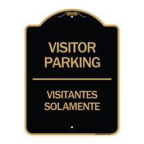 SignMission A-DES-BG-1824-24300 18 x 24 in. Designer Series Sign - Bilingual Reserved Parking Sign Visitor Parking Visitantes Solamente, Black & Gold