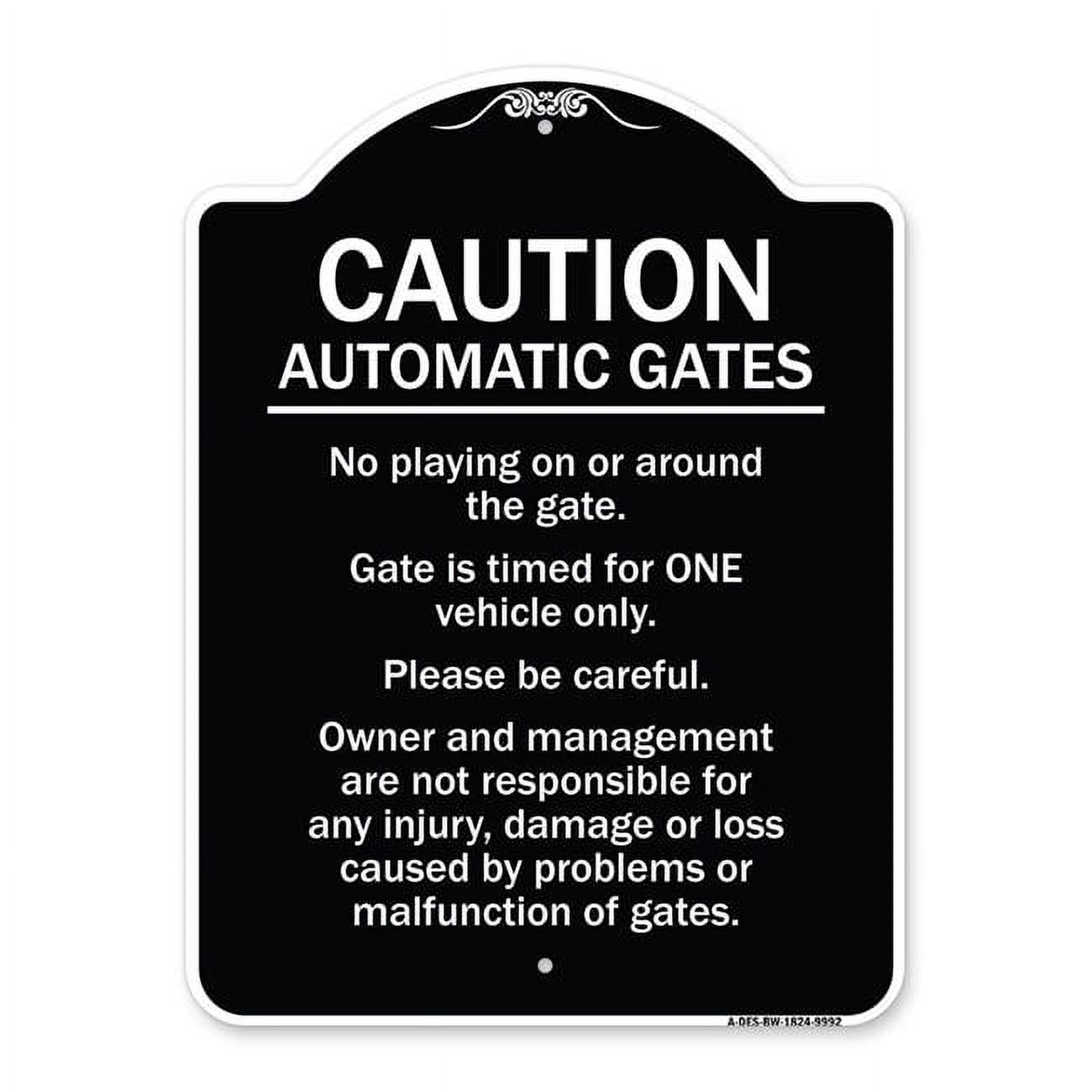 SignMission 18 x 24 in. Designer Series Sign Caution Automatic Gates