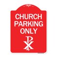 thumbnail image 1 of SignMission Designer Series Sign - Church Parking Only (Chi Rho Symbol) | Red & White 18" X 24" Heavy-Gauge Aluminum Architectural Sign | Protect Your Business & Municipality | Made in, 1 of 4