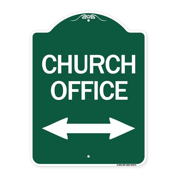 SignMission A-DES-GW-1824-24273 18 x 24 in. Designer Series Sign - Church Parking with Bidirectional Arrow, Green & White