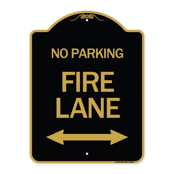 SignMission Designer Series Sign - Colorado Fire Lane (With Bidirectional Arrow) | Black & Gold 18" X 24" Heavy-Gauge Aluminum Architectural Sign | Protect Your Business | Made in the