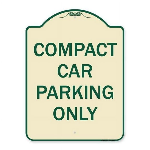 SignMission 18 x 24 in. Designer Series Sign - Compact Car Parking Only, Tan & Green