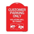thumbnail image 1 of SignMission A-DES-RW-1824-24209 18 x 24 in. Designer Series Sign - Customer Parking Only Violators Will Be Towed with Symbol, Red & White, 1 of 4