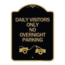 SignMission A-DES-BG-1824-24196 18 x 24 in. Designer Series Sign - Day Visitors Only No Overnight Parking with Graphic, Black & Gold