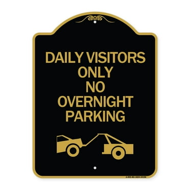 SignMission A-DES-BG-1824-24196 18 x 24 in. Designer Series Sign - Day Visitors Only No Overnight Parking with Graphic, Black & Gold
