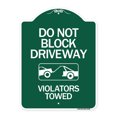 thumbnail image 1 of SignMission Designer Series Sign - Do Not Block Driveway - Violators Towed (With Graphic) | Green & White 18" X 24" Heavy-Gauge Aluminum Architectural Sign | Protect Your Business |, 1 of 4
