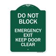 thumbnail image 1 of SignMission Designer Series Sign - Do Not Block Emergency Exit Door Keep Clear | Green & White 18" X 24" Heavy-Gauge Aluminum Architectural Sign | Protect Your Business | Made in the, 1 of 4