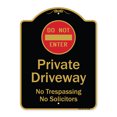 thumbnail image 1 of SignMission A-DES-BG-1824-9980 18 x 24 in. Designer Series Sign - Do Not Enter Private Driveway No Trespassing or Solicitors with Symbol, Black & Gold, 1 of 4