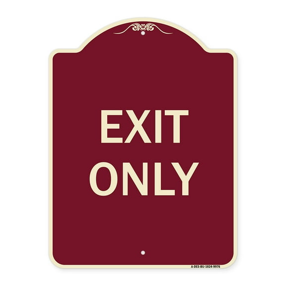 SignMission Designer Series Sign - Exit Only | Burgundy 18" X 24" Heavy-Gauge Aluminum Architectural Sign | Protect Your Business & Municipality | Made in the USA