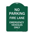 thumbnail image 1 of SignMission A-DES-GW-1824-23985 18 x 24 in. Designer Series Sign - Fire Lane Emergency Vehicles Only, Green & White, 1 of 4