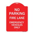 thumbnail image 1 of SignMission A-DES-RW-1824-23985 18 x 24 in. Designer Series Sign - Fire Lane Emergency Vehicles Only, Red & White, 1 of 4