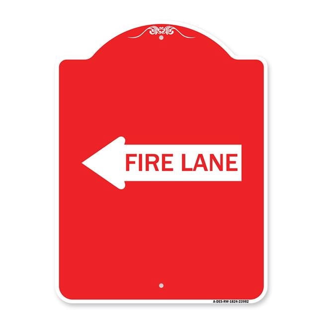 SignMission 18 x 24 in. Designer Series Sign - Fire Lane Left Arrow ...