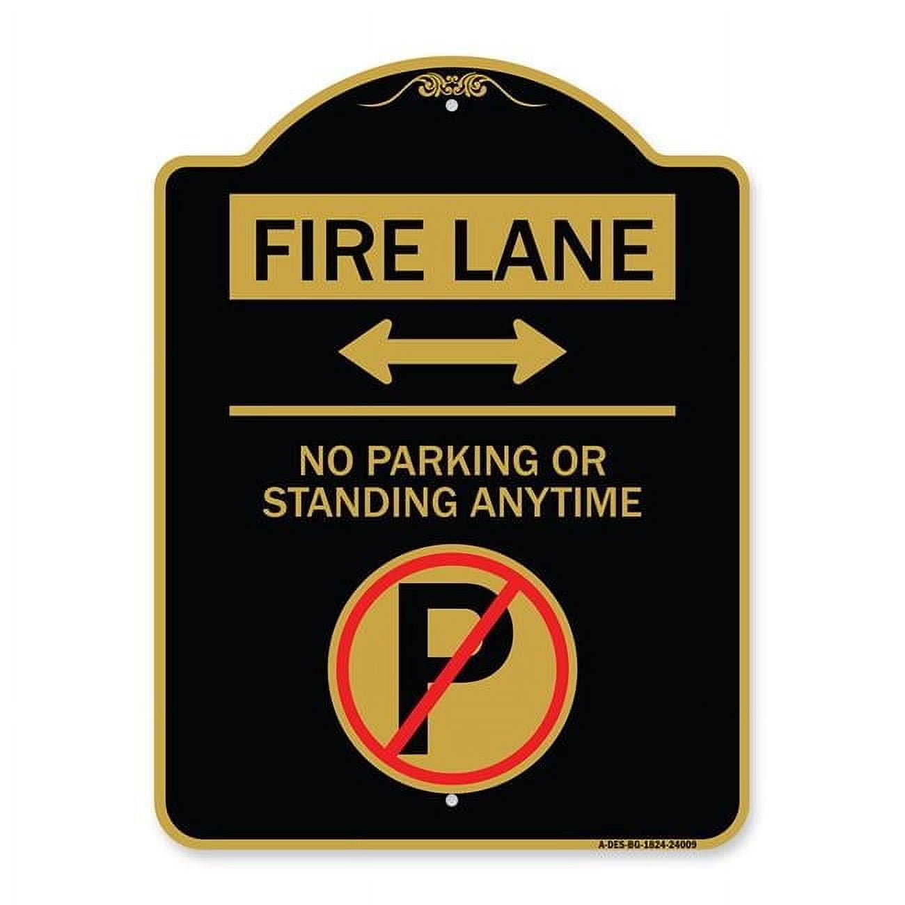 SignMission Designer Series Sign - Fire Lane - No Parking or Standing ...