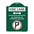 thumbnail image 1 of SignMission A-DES-GW-1824-24009 18 x 24 in. Designer Series Sign - Fire Lane No Parking or Standing Anytime with No Parking Symbol & Bidirectional Arrow, Green & White, 1 of 4