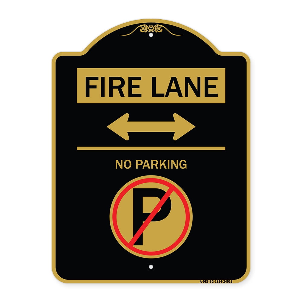 SignMission Designer Series Sign - Fire Lane - No Parking (With No ...