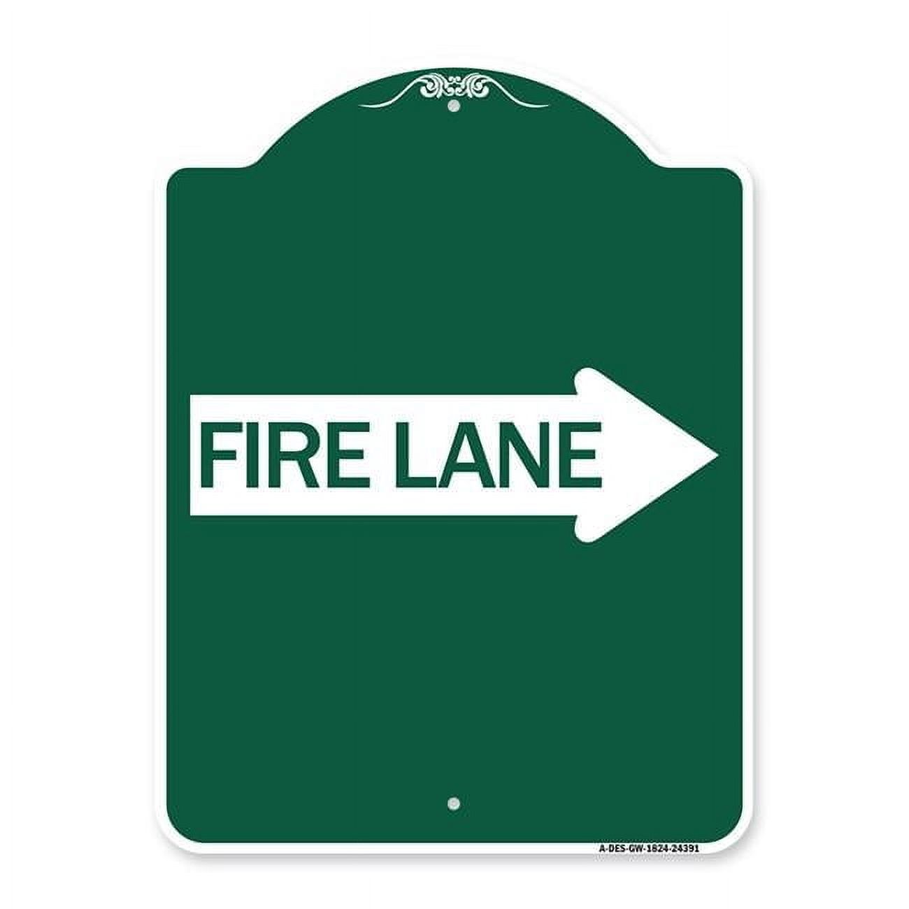 SignMission 18 x 24 in. Designer Series Sign - Fire Lane Right Arrow ...