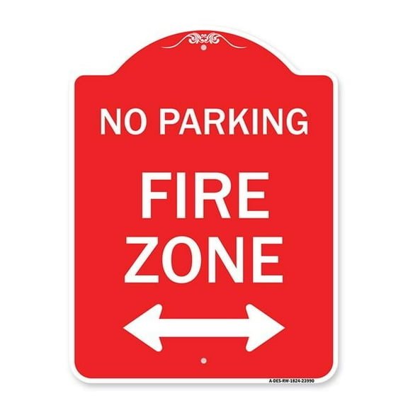 SignMission  18 x 24 in. Designer Series Sign - Fire Lane with Bidirectional Arrow, Red & White