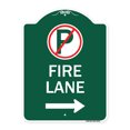 thumbnail image 1 of SignMission A-DES-GW-1824-24019 18 x 24 in. Designer Series Sign - Fire Lane with No Parking Symbol & Right Arrow, Green & White, 1 of 4