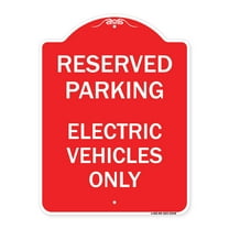 SignMission A-DES-RW-1824-23948 18 x 24 in. Designer Series Sign - For Electrical Cars Reserved Parking - Electric Vehicles Only, Red & White