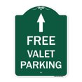 thumbnail image 1 of SignMission A-DES-GW-1824-23944 18 x 24 in. Designer Series Sign - Free Valet Parking with Ahead Arrow, Green & White, 1 of 4
