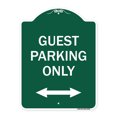 thumbnail image 1 of SignMission A-DES-GW-1824-23930 18 x 24 in. Designer Series Sign - Guest Parking Only with Bidirectional Arrow, Green & White, 1 of 4