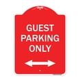 thumbnail image 1 of SignMission A-DES-RW-1824-23930 18 x 24 in. Designer Series Sign - Guest Parking Only with Bidirectional Arrow, Red & White, 1 of 4