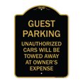thumbnail image 1 of SignMission A-DES-BG-1824-23924 18 x 24 in. Designer Series Sign - Guest Parking Unauthorized Cars Will Be Towed Away At Owners Expense, Black & Gold, 1 of 4